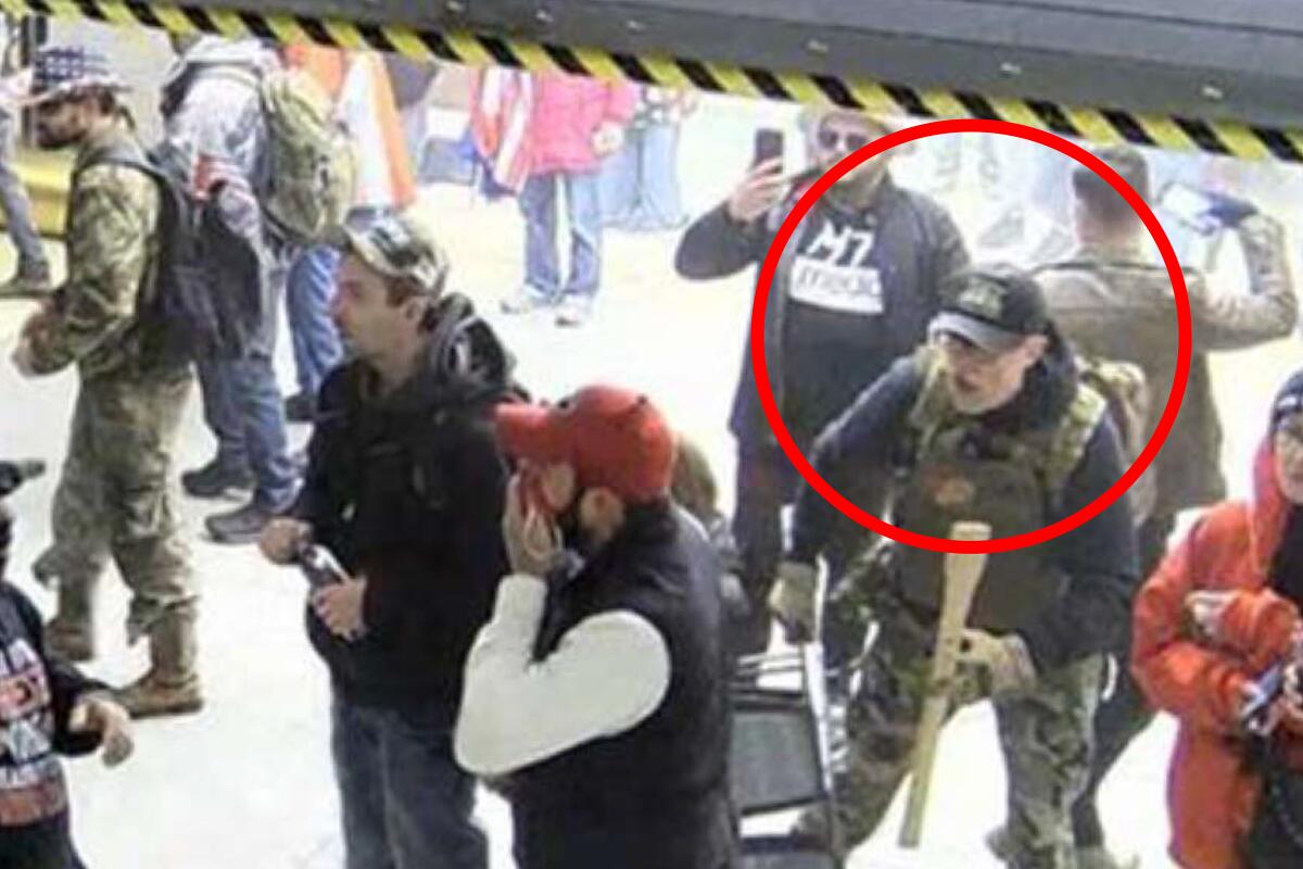 Video shows William Chrestman, circled in red, in a crowd on Jan. 6, 2021.