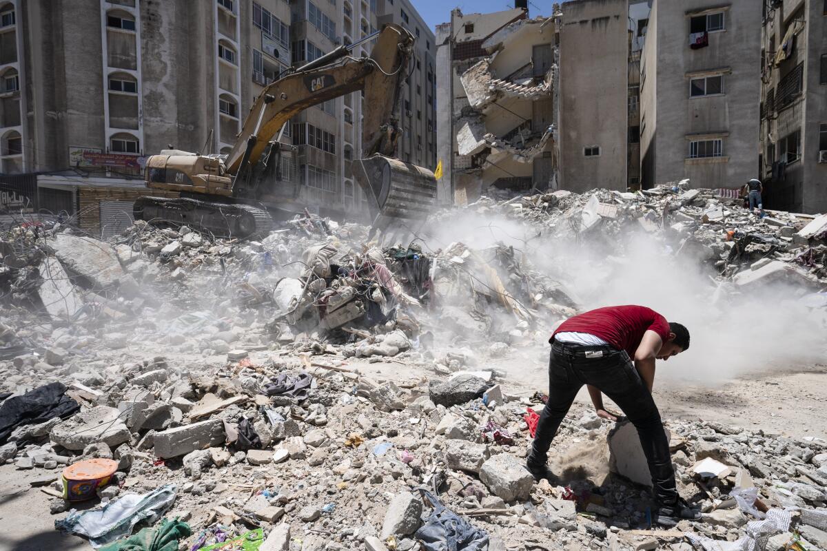 Rubble of building destroyed in airstrike