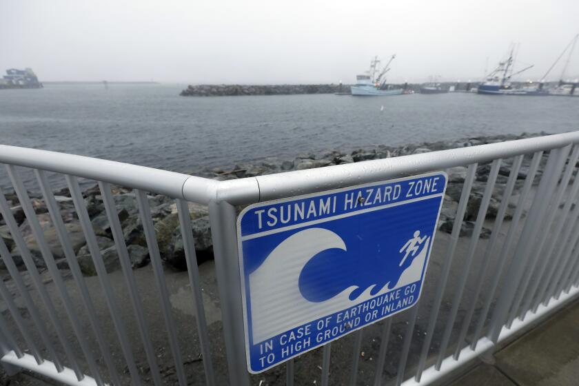 CRESCENT CITY, CA -- Tsunami hazard zone sign