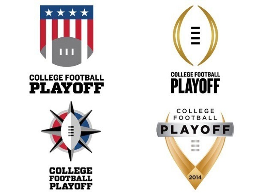 A look at the four logos for the future College Football Playoff.