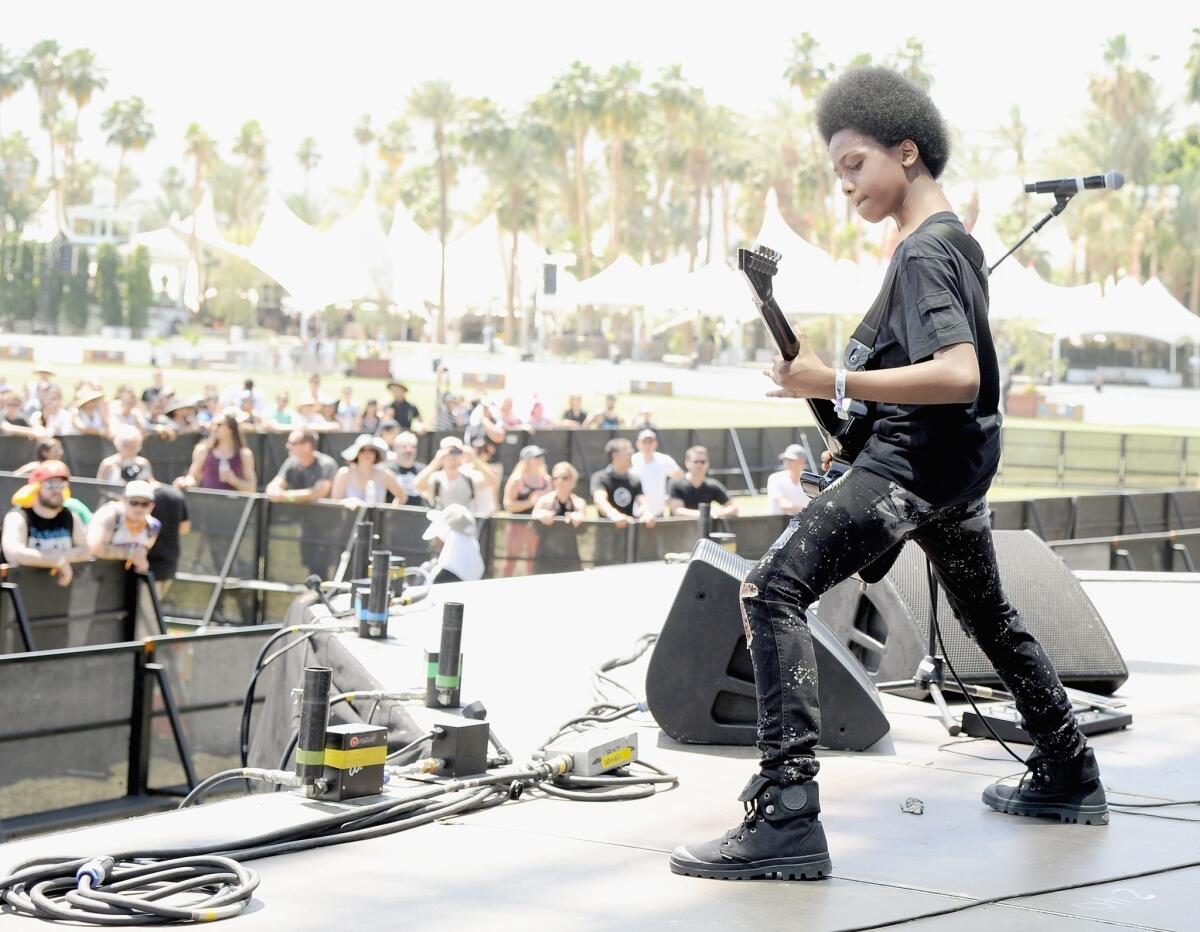 Musician Malcolm Brickhouse of Unlocking the Truth performs onstage during day 2 of the 2014 Coachella Valley Music & Arts Festival.