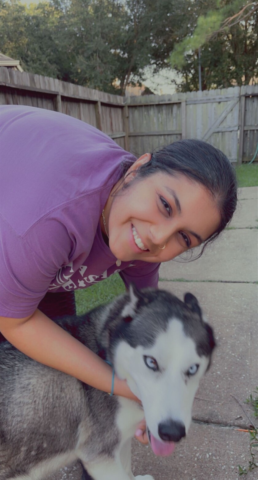 Astroworld victim Bharti Shahani, 22, with her husky, Blue.