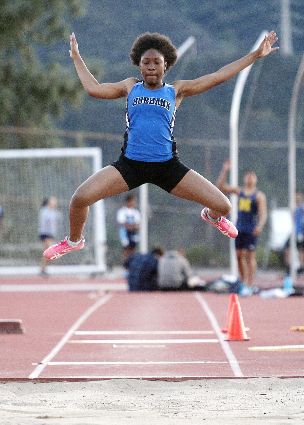 Burbank High's Jayla Flowers advanced to state competition in the girls' triple jump.