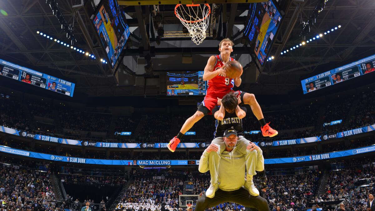 Mac McClung revives NBA slam dunk contest with thrilling win - Los Angeles  Times