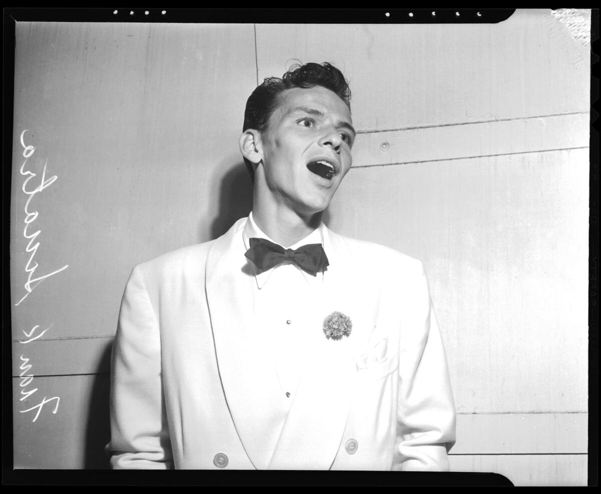 Aug. 14, 1943: Frank Sinatra portrait. Most likely taken backstage at Hollywood Bowl where he was performing. Photo published Aug. 15, 1943.