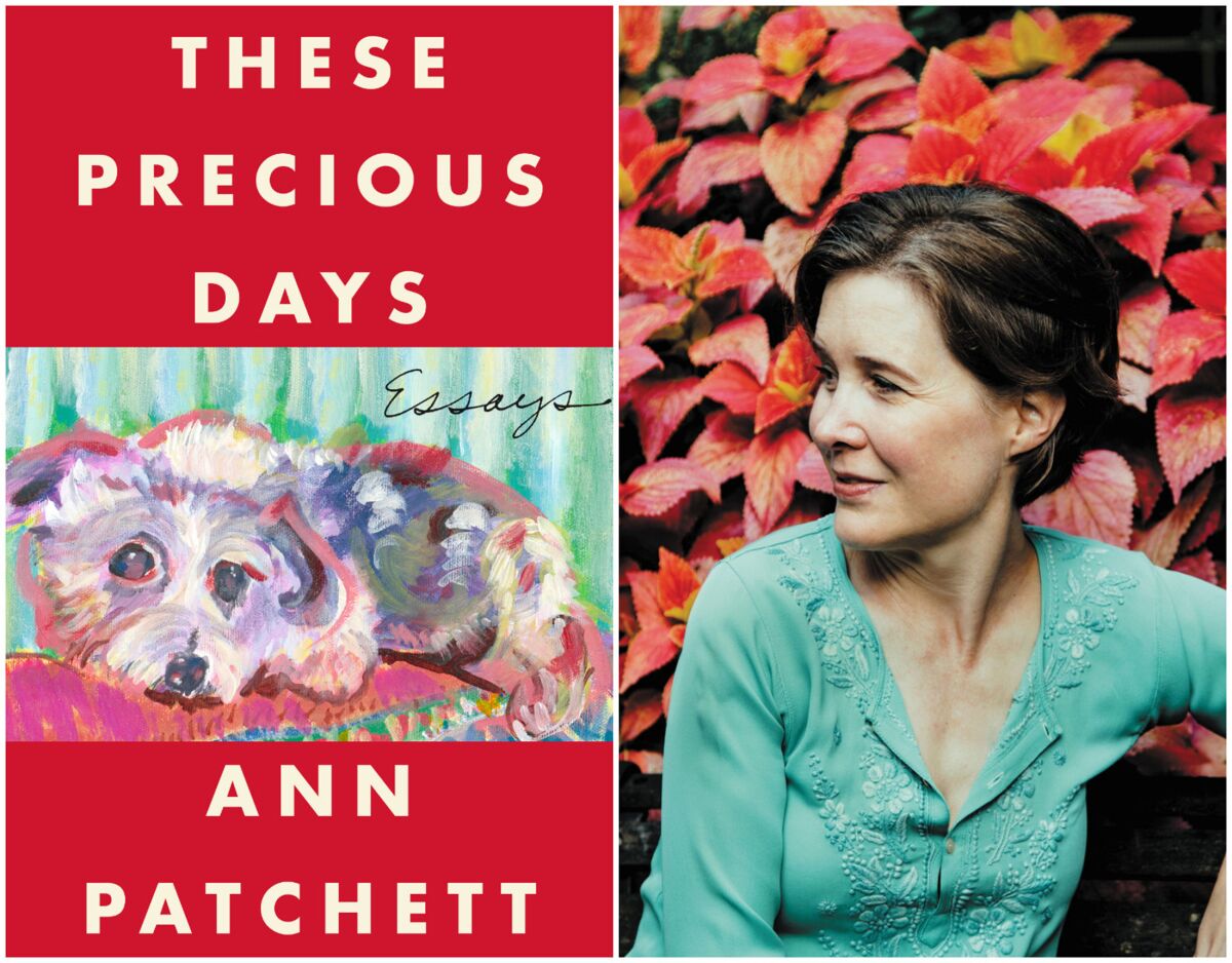 The book jacket for "These Precious Days" is next to a photograph of author Ann Patchett