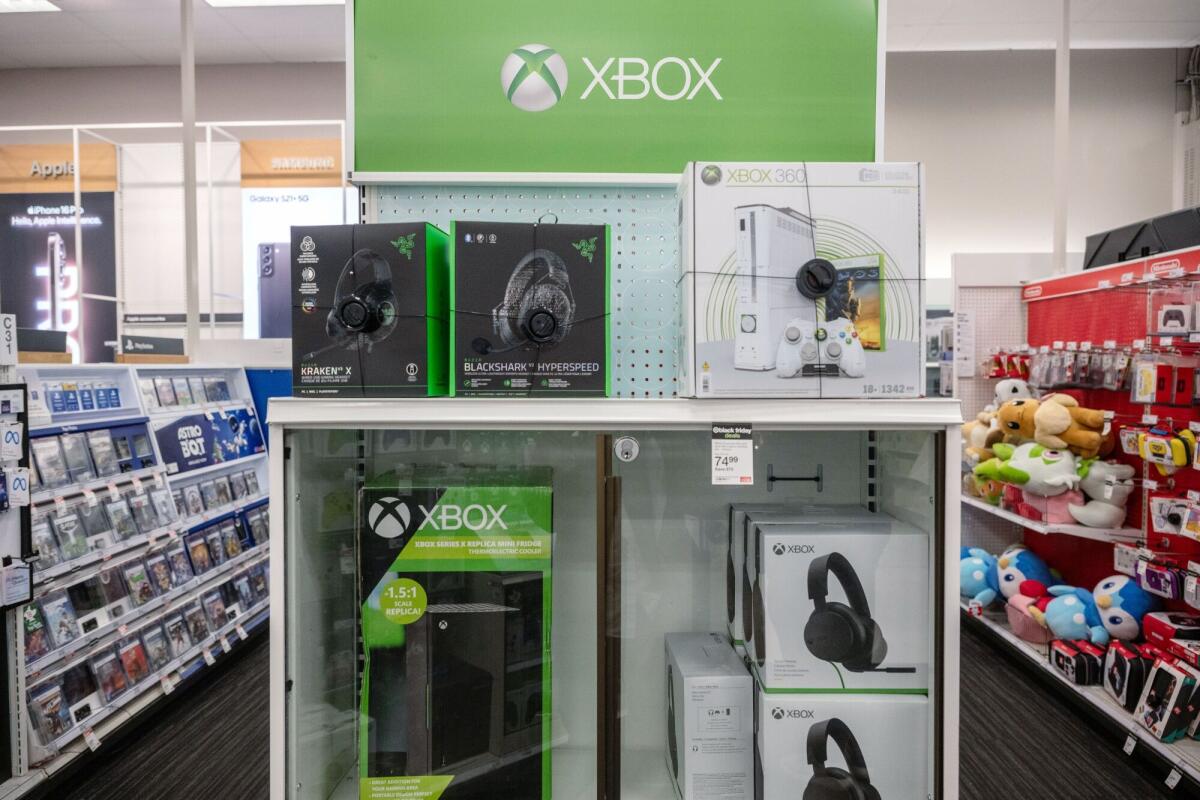 Xbox video game consoles and accessories at a Target store in Clifton, N.J., on Nov. 26, 2024.