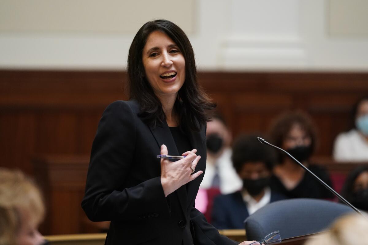 FILE - Justice Patricia Guerrero speaks during her confirmation hearing to the California Supreme Court 