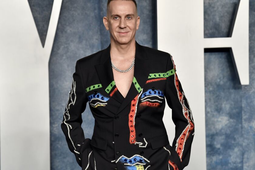 FILE - Jeremy Scott appears at the Vanity Fair Oscar Party on Sunday, March 12, 2023, at the Wallis Annenberg Center for the Performing Arts in Beverly Hills, Calif. Scott is stepping down as creative director of Italian luxury house Moschino after a decade of wild and wacky fashion shows and his elegant dressing of numerous celebrities.The company made the announcement Monday in an email statement. (Photo by Evan Agostini/Invision/AP, File)