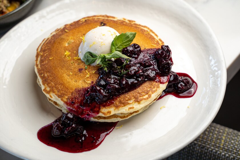 Blueberry Basil Pancakes at 20/Twenty restaurant in Carlsbad.