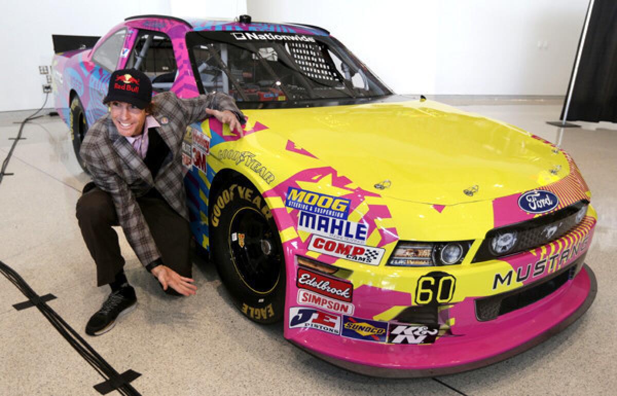 Travis Pastrana unveils his Nationwide Series car during a media event last month.