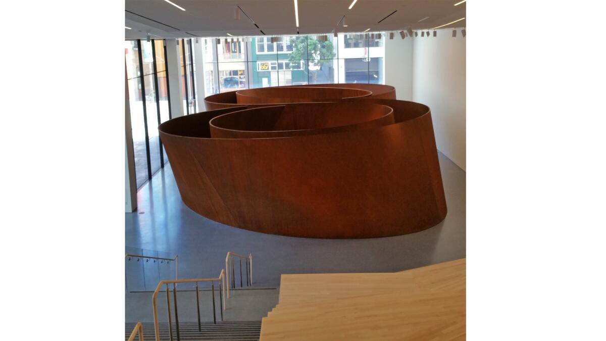 At entry level, the museum's public spaces offer 45,000 square feet of free public space, including this Howard Street gallery featuring sculptures by Richard Serra.