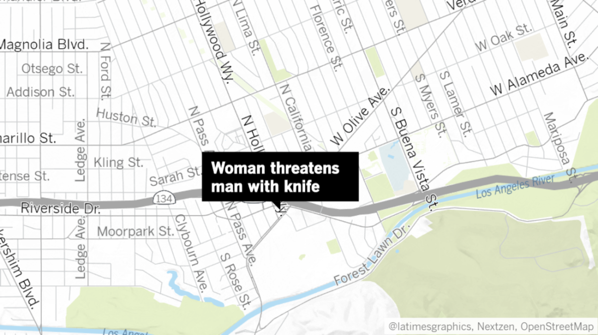 Tera Oland, a 49-year-old Sherman Oaks resident, was arrested by Burbank police last week on suspicion of threatening a man in her car with a knife and claiming she was a member of the Armenian Power gang.