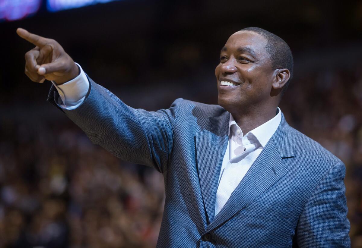 Isiah Thomas acknowledges applause from the crowd during a preseason NBA game between the Toronto Raptors and Sacramento Kings in Vancouver back in October.