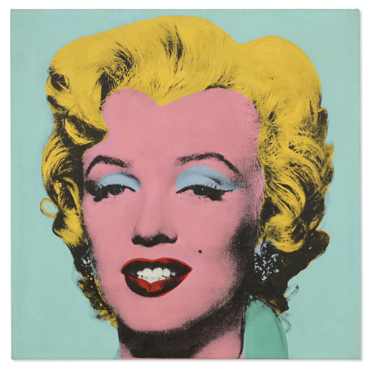 Andy Warhol’s Shot Sage Blue Marilyn, a pop art portrait of Marilyn Monroe, sold for $195 million at Christie’s in 2022.