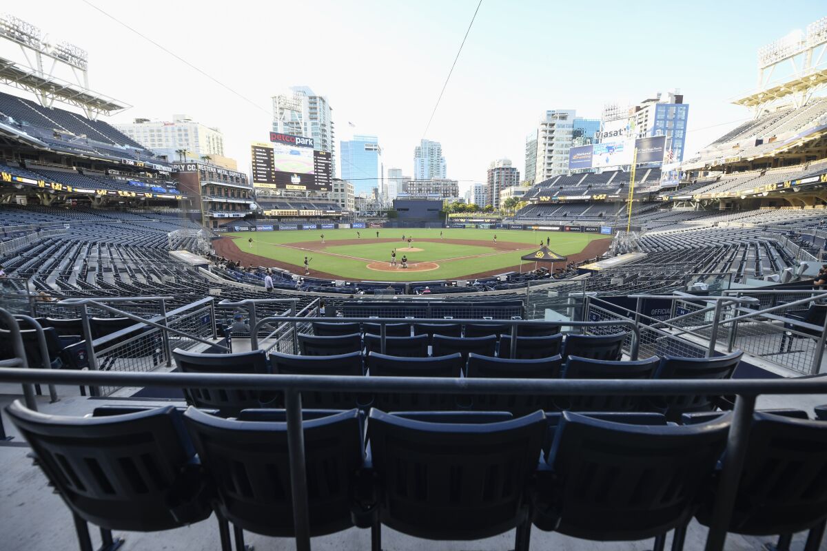 The Padres played an intrasquad game with no fans in the stands on Wednesday.