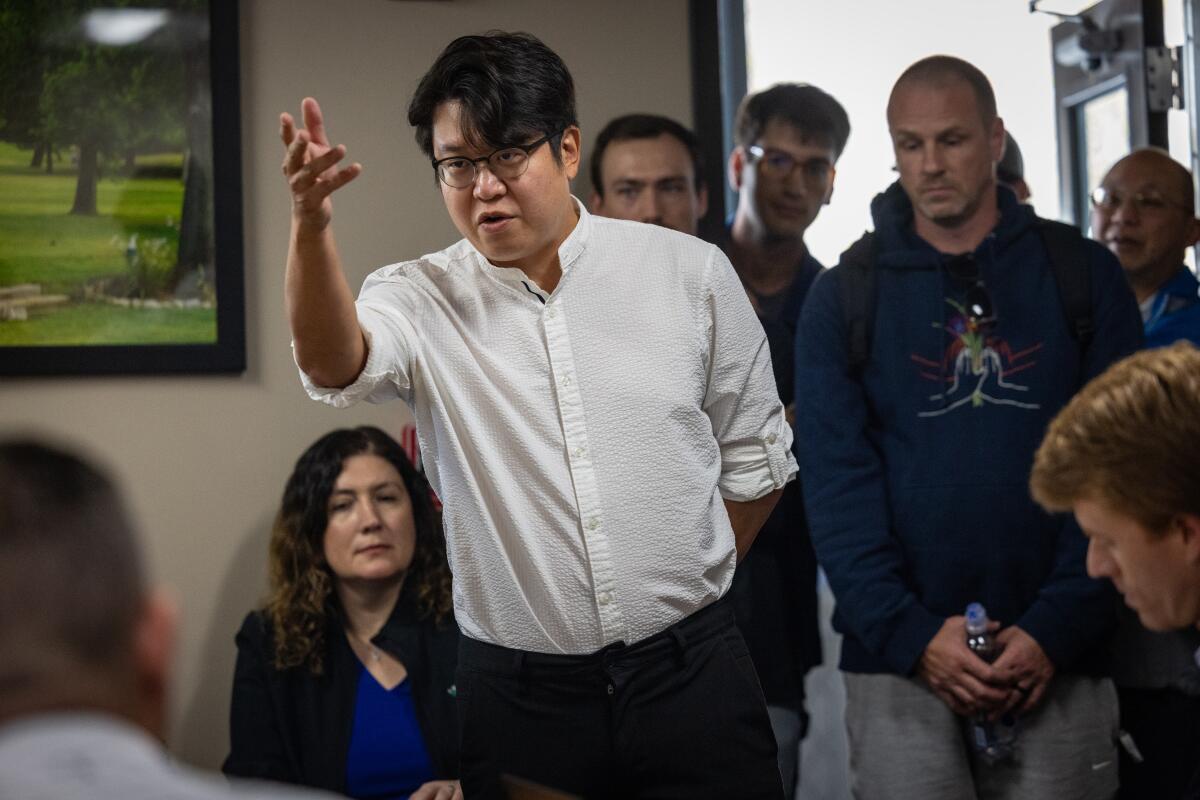 Joseph Lee at a March 18 meeting of L.A.'s golf advisory committee. 