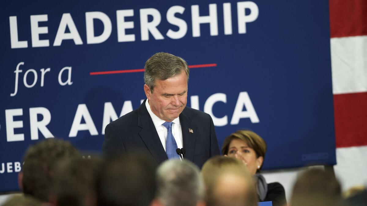 Jeb Bush tells supporters in South Carolina that he is ending his campaign for president.