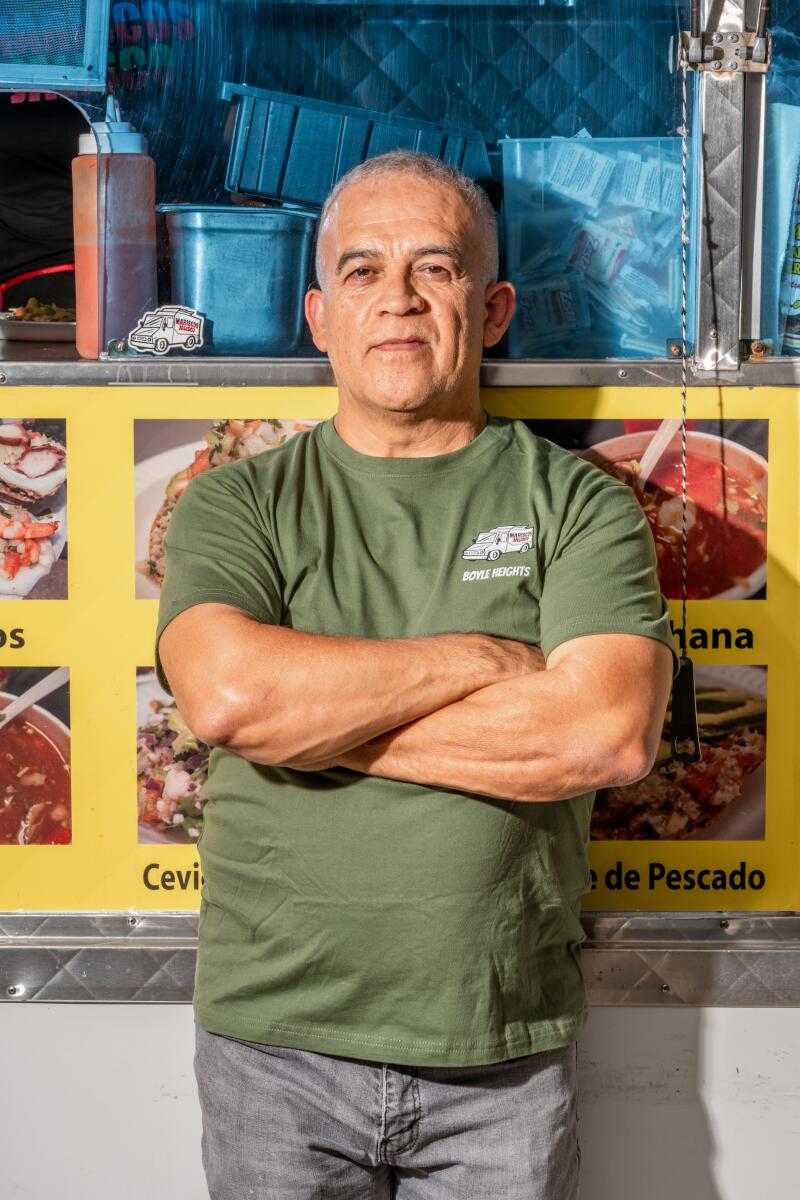 Mariscos Jalisco owner Raul Ortega at his truck.