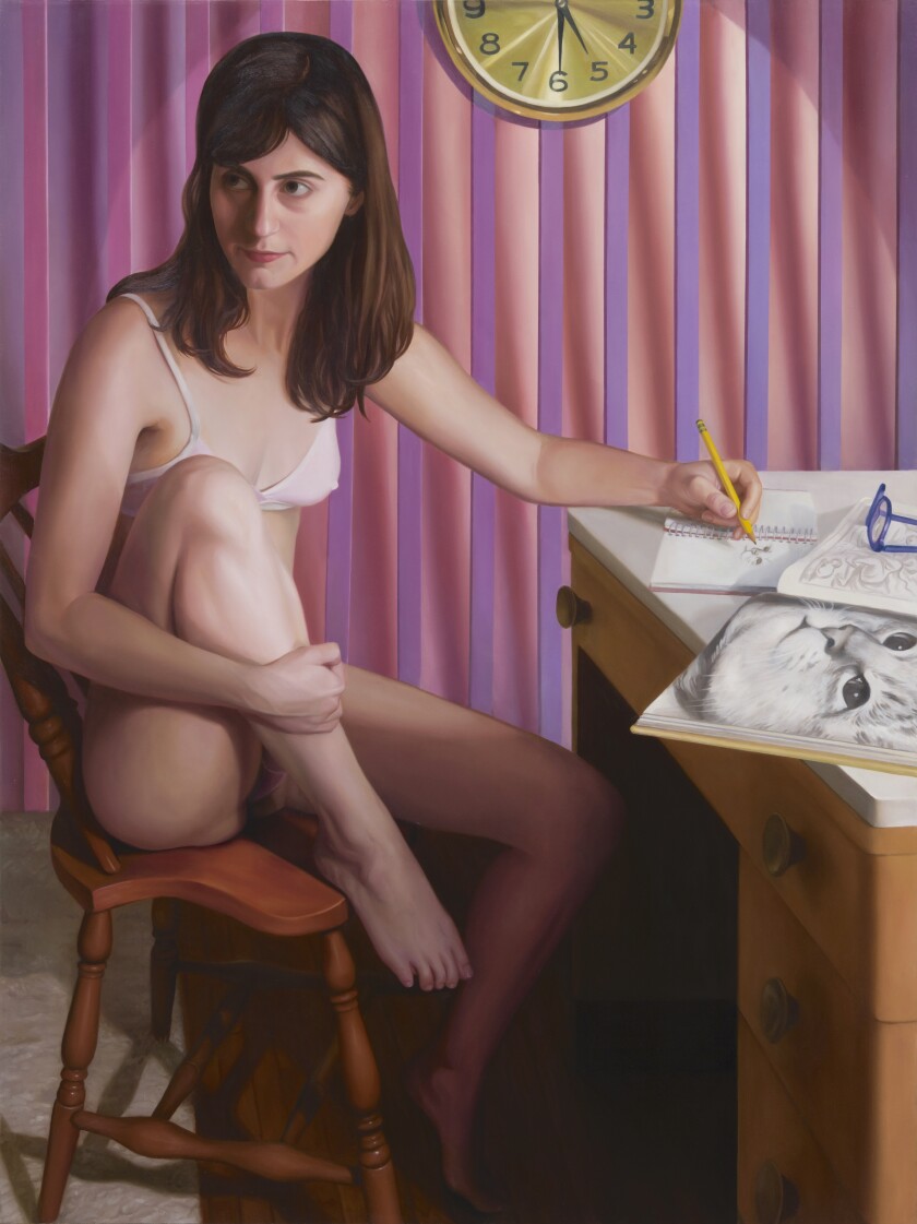 “Copy Cat” by Laura Krifka, 2017, on view at Luis de Jesus. Oil on canvas, 48 inches by 36 inches.