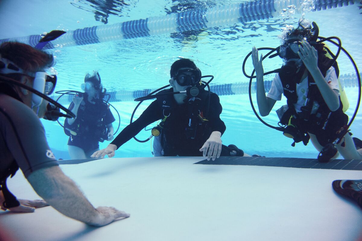 Patriot Scuba, training dive students at George Washington Rec Center in Arlington, Va.