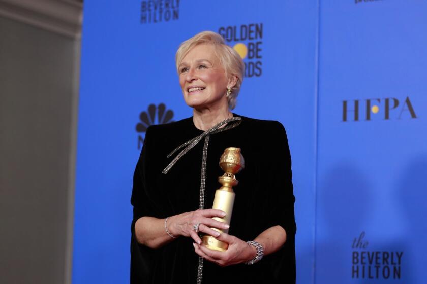 BEVERLY HILLS, CA-JANUARY 06: Best Performance by an Actress in a Motion Picture - Drama - WINNER Glenn Close The Wife in the Trophy Room at the 76th Golden Globes at the Beverly Hilton Hotel on January 06, 2019 (Allen J. Schaben / Los Angeles Times)