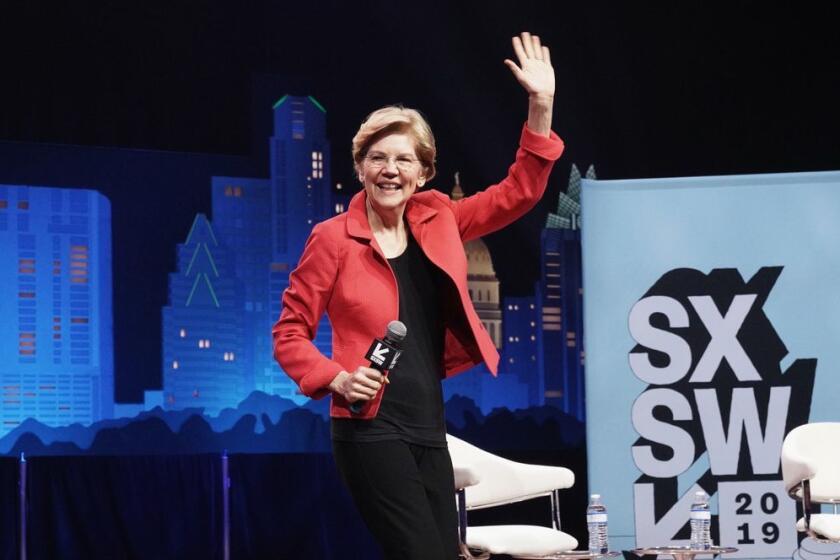 AUSTIN, TX - MARCH 09: Elizabeth Warren walks onstage at Conversations About America's Future: Senator Elizabeth Warren during the 2019 SXSW Conference and Festivals at Austin City Limits Live at the Moody Theater on March 8, 2019 in Austin, Texas. (Photo by Amy E. Price/Getty Images for SXSW)