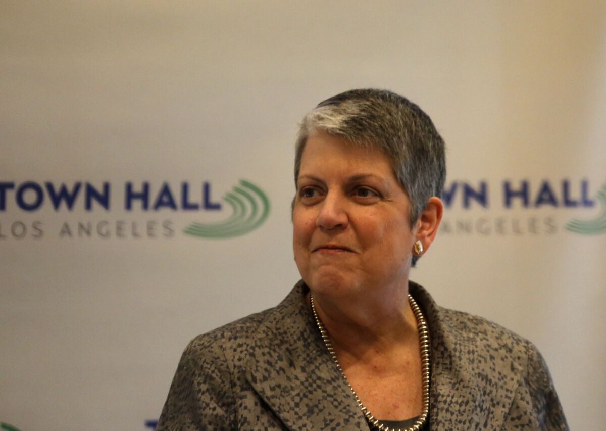 UC President Janet Napolitano, who recently spoke at a Town Hall Los Angeles event, is proposing larger enrollments of California undergraduates.