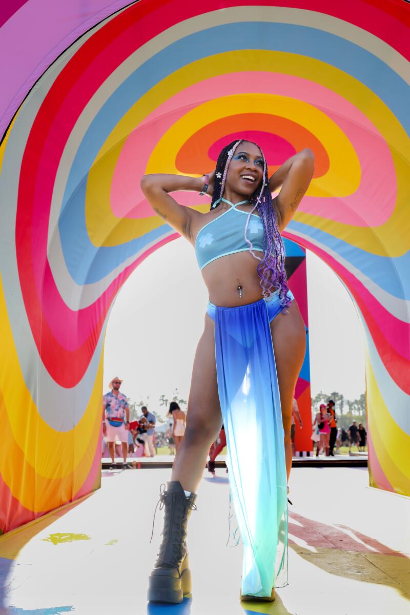 Zurie Joseph, of Riverside, wears an aqua ensemble."The skirt is my favorite part, I love the flowiness."
