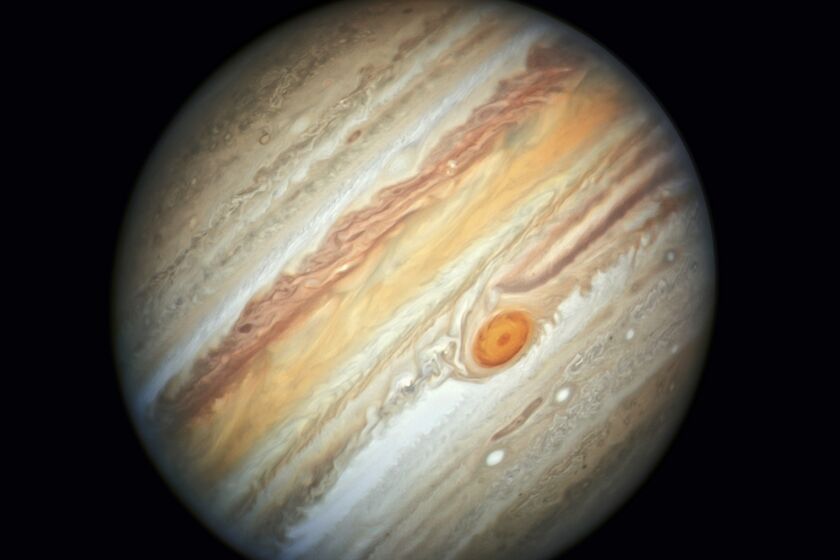 This photo made available by NASA shows the planet Jupiter, captured by the Hubble Space Telescope, on June 27, 2019. On Friday, Feb. 3, 2023, scientists said they have discovered 12 new moons around the gas giant, putting the total count at a record-breaking 92. That's more than any other planet in our solar system. (NASA, ESA, A. Simon/Goddard Space Flight Center, M.H. Wong/University of California, Berkeley via AP)