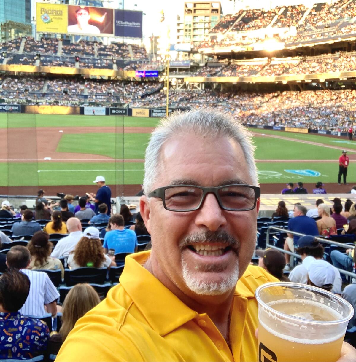 Lifelong Padres fan Dave Blair, of Kensington, is shown during a game at Petco Park this season.