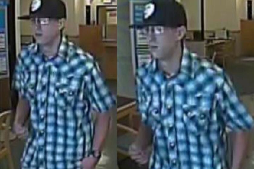 The FBI had released these surveillance images of a man who robbed Citibank on South Melrose Drive in Vista on May 31.