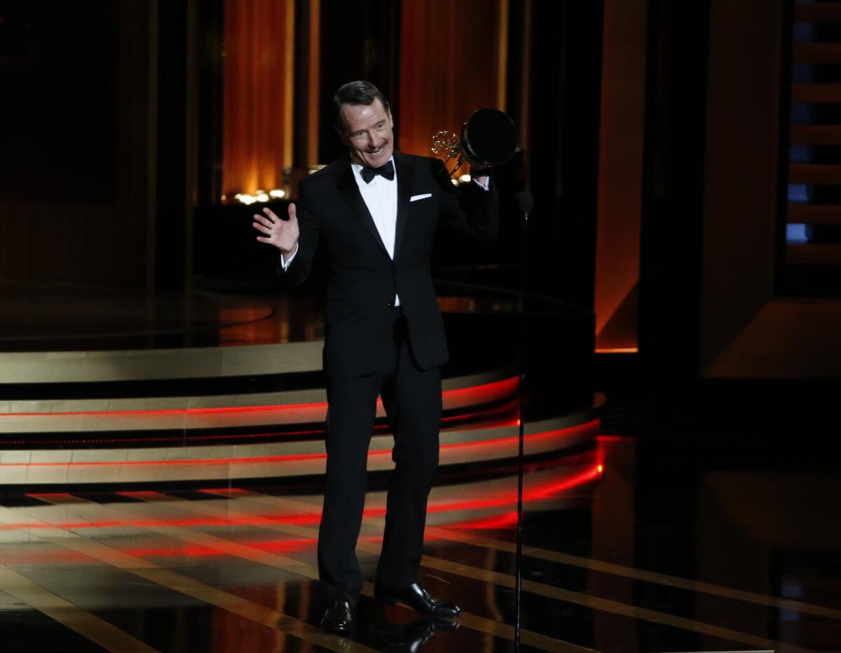 Bryan Cranston marks his fourth Emmy win for his role as Walter White in the last season of "Breaking Bad."
