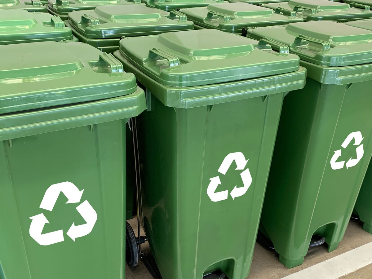 green recycling bins