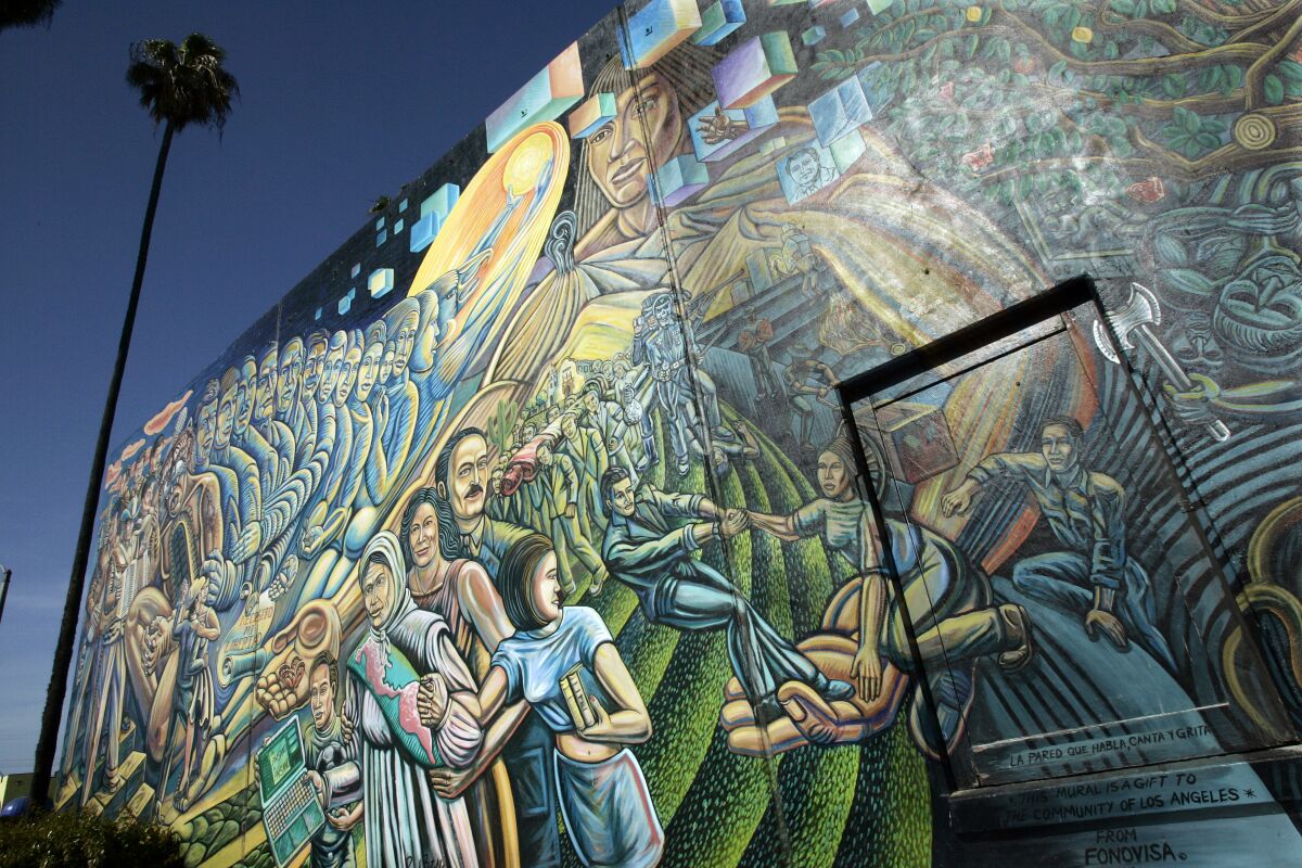 A mural in Salazar Park along Whittier Blvd. in East Los Angeles by Paul Botello