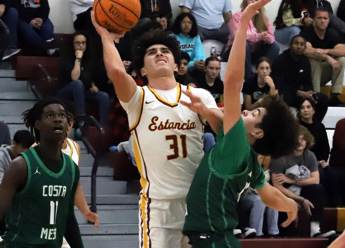 Jaedon Hose Shea (31), pictured last December, has scored at least 30 points in each of the Estancia's three playoff wins.