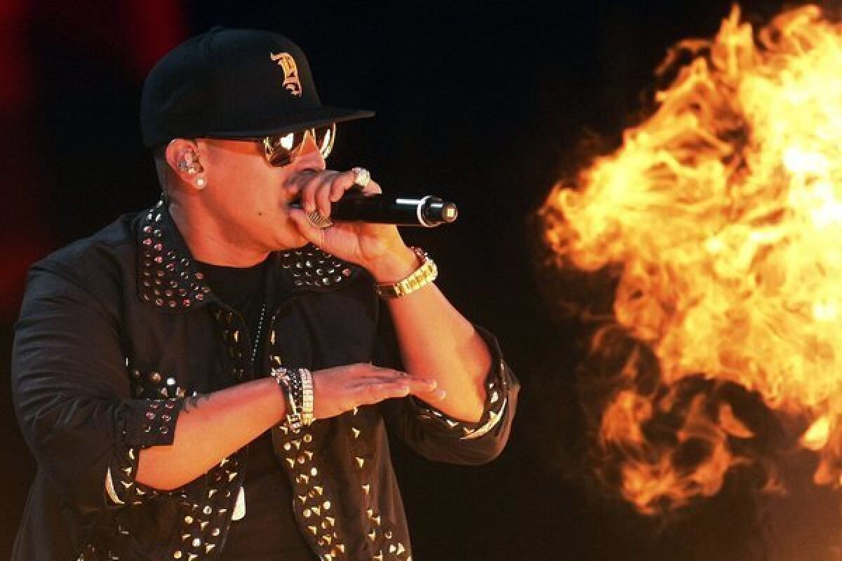 Daddy Yankee performs during the second night of the 54th edition of the Vina del Mar International Music Festival at Vina del Mar, Chile.