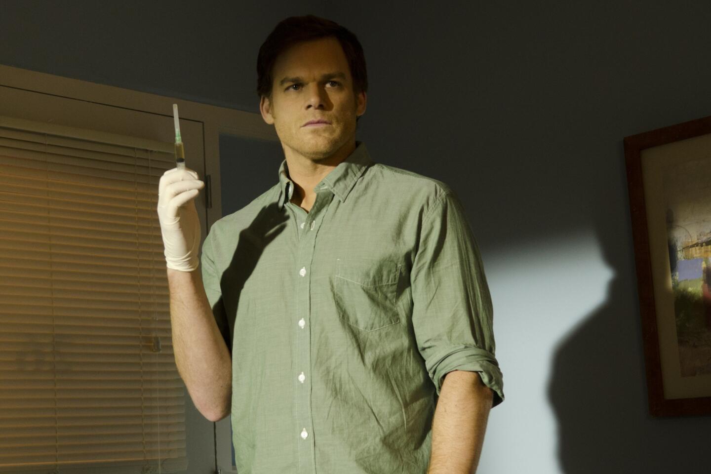 Michael C. Hall's five-year streak of nominations for best actor in a drama series for "Dexter" has been broken. The series about a Miami police forensics expert who moonlights as a serial killer is currently airing its final season. Will the TV academy remember him this time next year?