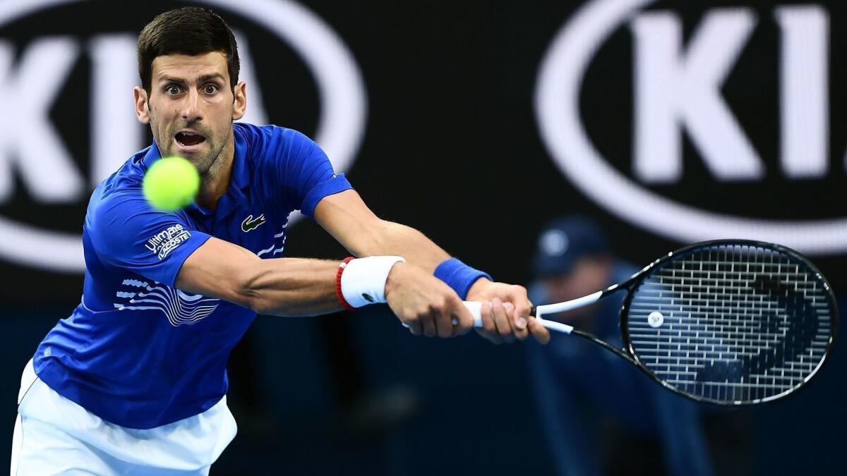 Novak Djokovic defeated Lucas Pouille in their Australian Open semifinal match on Jan. 25.