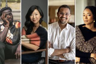 (From L to R) Authors Nana Kwame Adjei-Brenyah, Monica Youn,David Diop, Aaliyah Bilal are 2023 National Book Awards finalists.