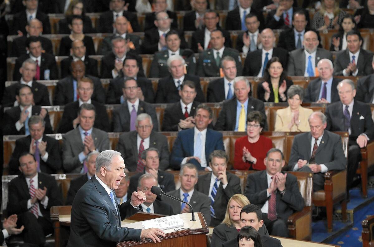 Israeli Prime Minister Benjamin Netanyahu addresses the U.S. Congress on March 3.