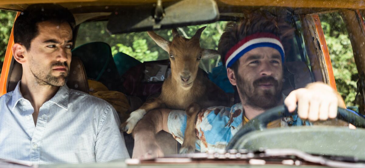 Luis Gerardo Méndez, left, and Connor Del Rio in the film "Half Brothers."