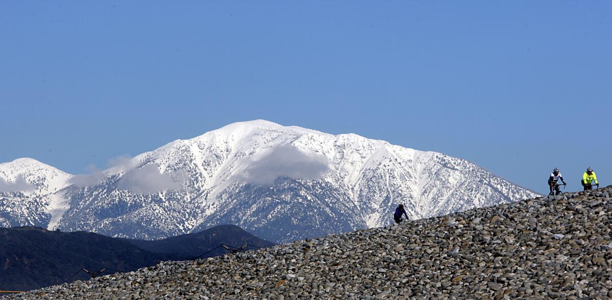 Mt. Baldy in the background. Officials closed trails in the Mt. Baldy area on Monday after two people died last week.