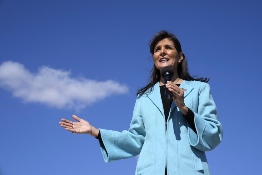 Republican presidential candidate and former South Carolina Gov. Nikki Haley speaks during a town hall, Monday, Oct. 9, 2023, in Boone, Iowa. (AP Photo/Charlie Neibergall)