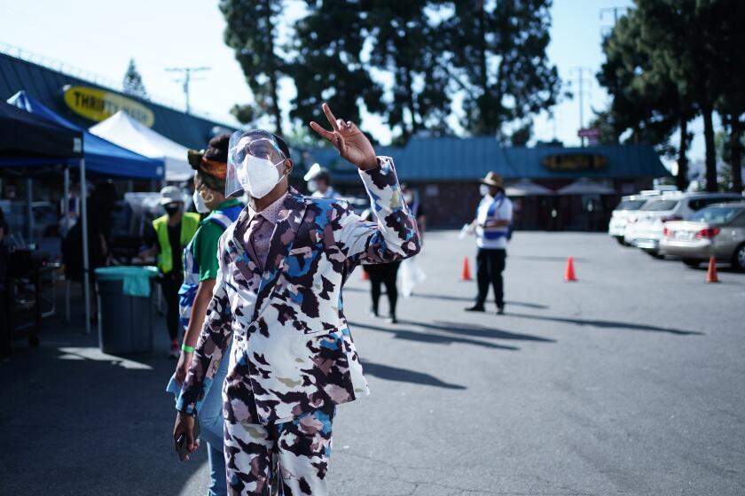 Actor Brett Gray who plays Jamal on the Netflix show “On My Block” waves to the camera on the Glendale set of the show. “On My Block” season 4 began production in late March of 2021 and has been shooting continuously since then.