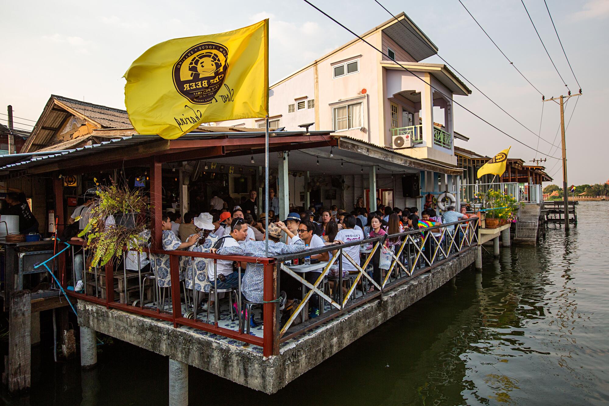 View of Chit Beer, a craft brewery on Koh Kret island on the Chao Phraya River in Bangkok, Thailand.