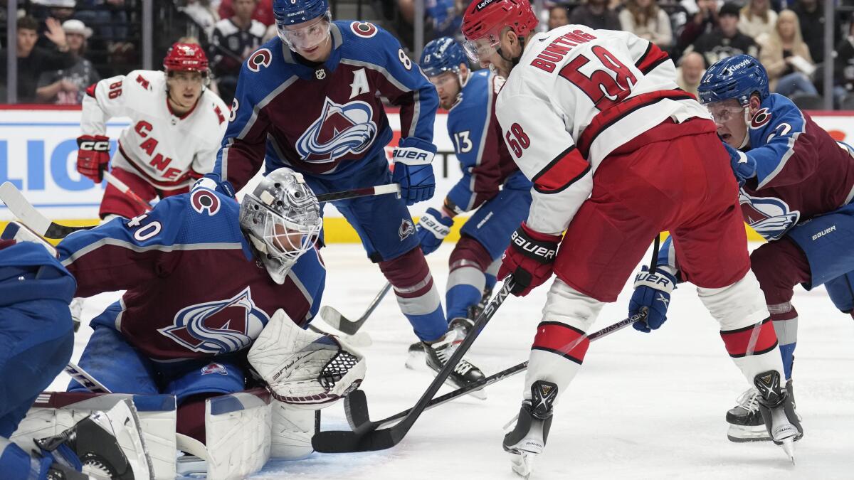 O'Connor scores another short-handed goal, Avalanche beat Hurricanes 6-4 -  The San Diego Union-Tribune