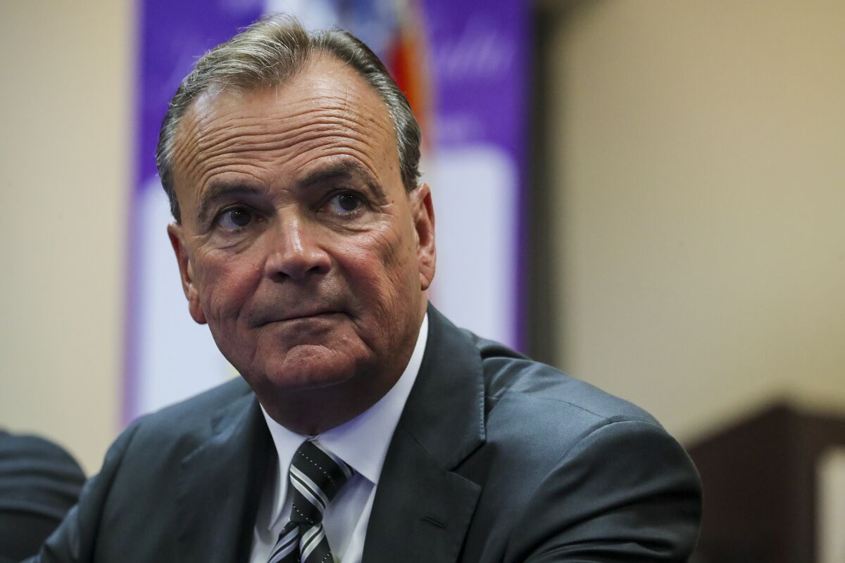 Mayoral candidate Rick Caruso, shown last month, spent four years on the L.A. Police Commission in the early 2000s.