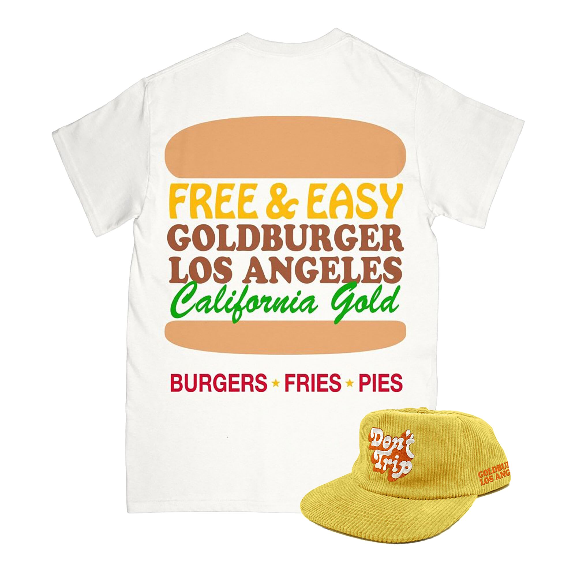 Goldburger X Free & Easy shirt with two hamburger buns
