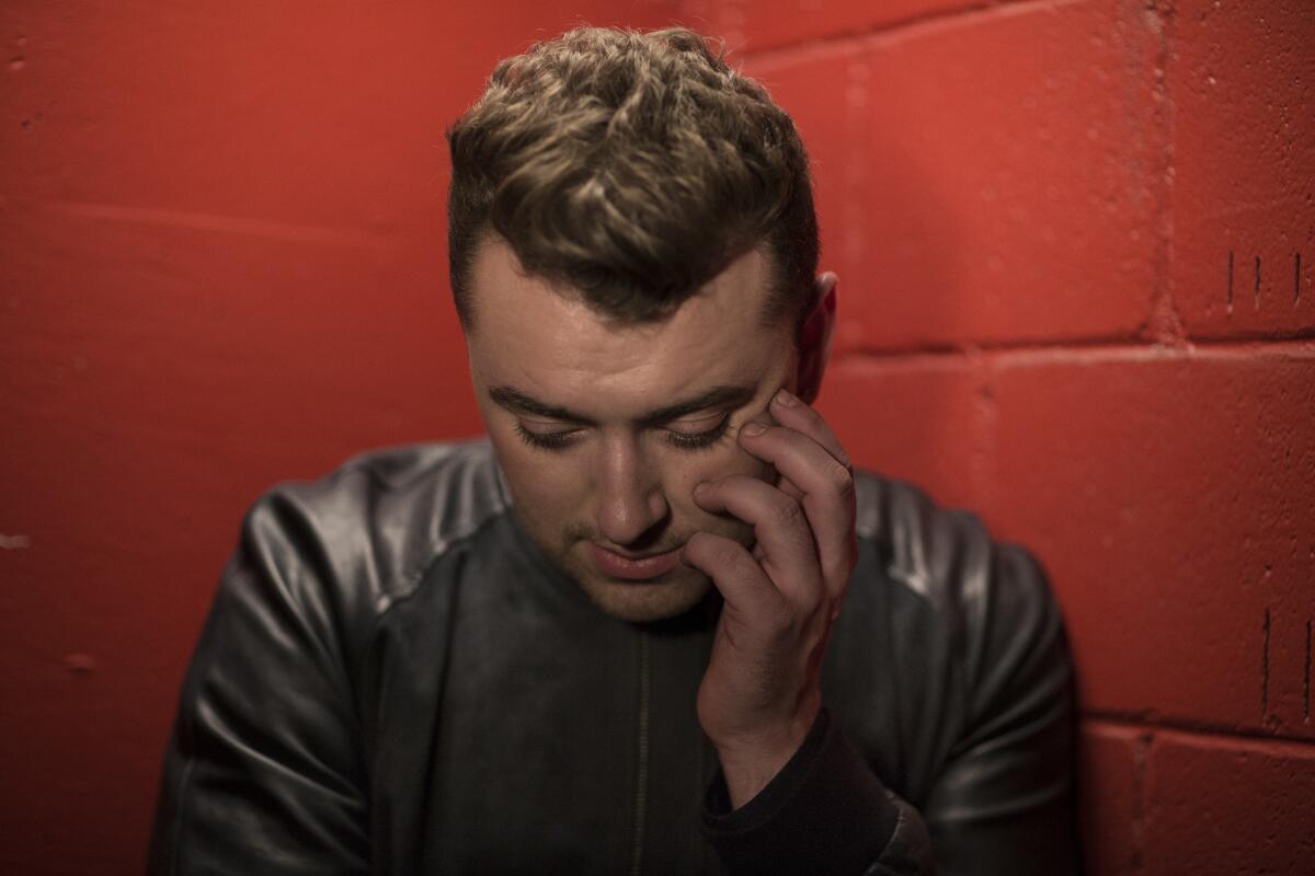 Sam Smith backstage at the Inglewood Forum in Jan. 2015.